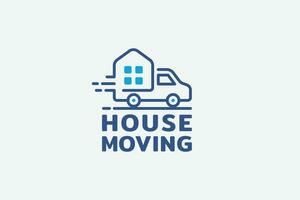 maison en mouvement logo avec une combinaison de une maison et une en mouvement voiture comme le icône. vecteur