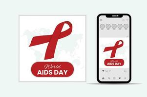 conception de publication sur les médias sociaux pour la journée mondiale du sida vecteur