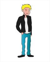 personnage de dessin animé debout clin d'oeil portant une chemise et un jean vecteur