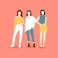 belles jeunes femmes en vêtements de mode. femmes de la mode. personnages de mode féminins isolés. vecteur