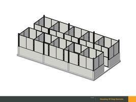 une dessin de acier structure chien maison cage, logement de chenils, 8 unité vecteur