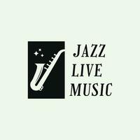 le jazz vivre la musique logo conception avec saxophone vecteur