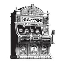 casino machine main tiré esquisser vecteur illustration jeux d'argent