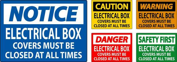 danger signe électrique boîte couvertures doit être fermé à tout fois vecteur