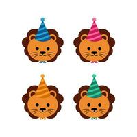 mignonne Lion anniversaire fête illustration gratuit vecteur