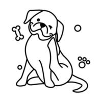 icône d'illustration vectorielle de dessin animé mignon d'un gros chien. c'est le style de contour. vecteur