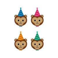 mignonne singe anniversaire fête illustration gratuit vecteur