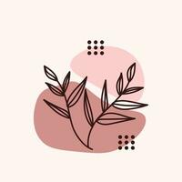 esthétique plante fleur ligne art illustration gratuit vecteur élément modèle