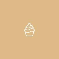 petit gâteau ligne art. Facile minimaliste logo conception inspiration. vecteur illustration.