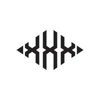 logo X rhombe élargi monogramme 3 des lettres alphabet Police de caractère logo logotype broderie vecteur