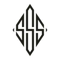 logo s condensé rhombe monogramme 3 des lettres alphabet Police de caractère logo logotype broderie vecteur