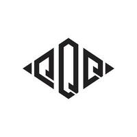 logo q rhombe élargi monogramme 3 des lettres alphabet Police de caractère logo logotype broderie vecteur