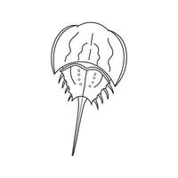 main tiré dessin animé vecteur illustration fer à cheval Crabe icône isolé sur blanc Contexte