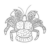 main tiré dessin animé vecteur illustration noix de coco Crabe icône isolé sur blanc Contexte