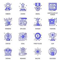 ensemble d'icônes de ligne plate de succès web vecteur