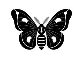 noir et blanc papillon de nuit insecte clipart vecteur isolé sur blanc Contexte