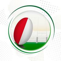 drapeau de Indonésie sur le rugby balle. rond le rugby icône avec drapeau de Indonésie. vecteur