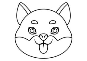 coloration page de une chien shiba tête vecteur illustration
