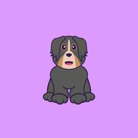 chien mignon est assis. concept de dessin animé animal isolé. peut être utilisé pour un t-shirt, une carte de voeux, une carte d'invitation ou une mascotte. style cartoon plat vecteur