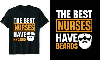 meilleur infirmières avoir barbes marrant infirmières longue manche T-shirt ou infirmières t chemise conception ou barbes T-shirt conception vecteur