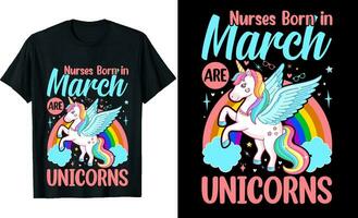 infirmières née dans Mars sont licornes ou anniversaire t chemise conception ou licornes t chemise conception ou affiche conception ou infirmières t chemise conception ou Licorne vecteur