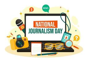 nationale journalisme journée vecteur illustration à reconnaissance et appréciation pour le implacable efforts de journalistes avec journal équipements conception