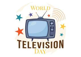 monde télévision journée vecteur illustration sur novembre 21 avec la télé pour la toile bannière ou affiche dans plat dessin animé Contexte conception