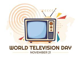 monde télévision journée vecteur illustration sur novembre 21 avec la télé pour la toile bannière ou affiche dans plat dessin animé Contexte conception