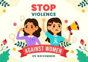 international journée pour le élimination de la violence contre femmes vecteur illustration sur 25 novembre avec les filles et fleur Contexte dessin animé conception