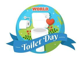 monde toilette journée vecteur illustration sur 19 novembre avec Terre et équipement pour salle de bains hygiène conscience dans plat dessin animé Contexte conception