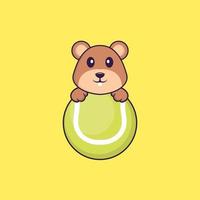 écureuil mignon jouant au tennis. concept de dessin animé animal isolé. peut être utilisé pour un t-shirt, une carte de voeux, une carte d'invitation ou une mascotte. style cartoon plat vecteur