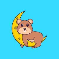 l'écureuil mignon est sur la lune. concept de dessin animé animal isolé. peut être utilisé pour un t-shirt, une carte de voeux, une carte d'invitation ou une mascotte. style cartoon plat vecteur