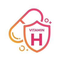 vitamine h pilule bouclier icône logo protection, médicament bruyère vecteur illustration