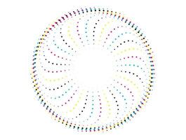 une circulaire modèle avec coloré points sur il, cmyk deux cercles avec coloré points sur leur ensemble, cmyk vecteur illustration de une fleur avec une cercle et une point, mandala vecteur