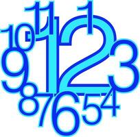 moderne rond composition de bleu Nombres 1 2 3 4 5 6 sept 8 9 dix 11 1 12 vecteur