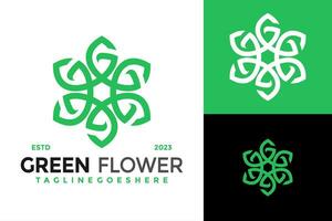lettre g vert fleur feuille logo conception vecteur symbole icône illustration
