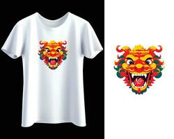 coloré chinois dragon conception sur blanc T-shirt vecteur