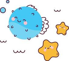 plat conception vecteur mignonne kawaii poisson illustration