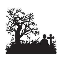 effrayant la tombe Halloween conception avec silencieux style et noir et blanc Couleur vecteur