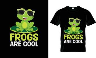 grenouilles sont cool coloré graphique tee-shirt, tee-shirt impression maquette vecteur