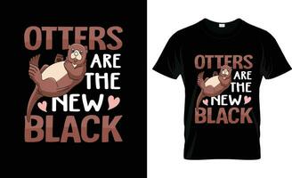 loutres sont le Nouveau noir coloré graphique T-shirt, T-shirt impression maquette vecteur