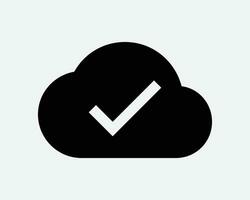 nuage vérifié icône utilisateur Compte vérification vérifier marque coche approuver approuvé correct cocher noir blanc contour forme vecteur clipart signe symbole