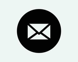 enveloppe rond icône courrier email lettre message cercle circulaire bouton app Publier postal bulletin noir blanc forme vecteur clipart ouvrages d'art signe symbole