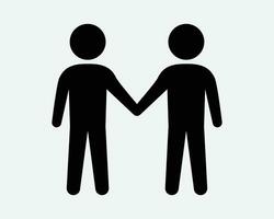 bâton figure tenir main icône gay couple deux Hommes homme en portant relation copains partenaire lgbt lgbtq équipe travail en équipe noir blanc vecteur clipart signe symbole