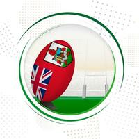 drapeau de Bermudes sur le rugby balle. rond le rugby icône avec drapeau de Bermudes. vecteur