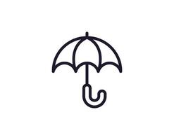 parapluie vecteur ligne icône. prime qualité logo pour la toile des sites, conception, en ligne magasins, entreprises, livres, annonces. noir contour pictogramme isolé sur blanc Contexte