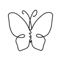 papillon ligne art. Facile minimal papillon ligne tatouage icône logotype vecteur