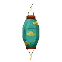 illustration de turquoise chinois lanterne avec un ornement. symbole de milieu de l'automne festival, lanterne festival, chinois Nouveau année et coréen chuseok. isolé vecteur dans dessin animé style