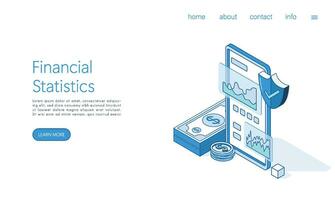 atterrissage page modèle financier statistiques, comptable concept illustration. isométrique vecteur. vecteur