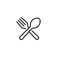 restaurant ligne icône isolé sur blanc Contexte. fourchette et cuillère icône vecteur